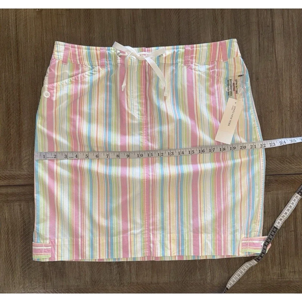 NWT Jones New York Sport Pastel Multicolor Striped 100% Cotton Skirt Women’s 14